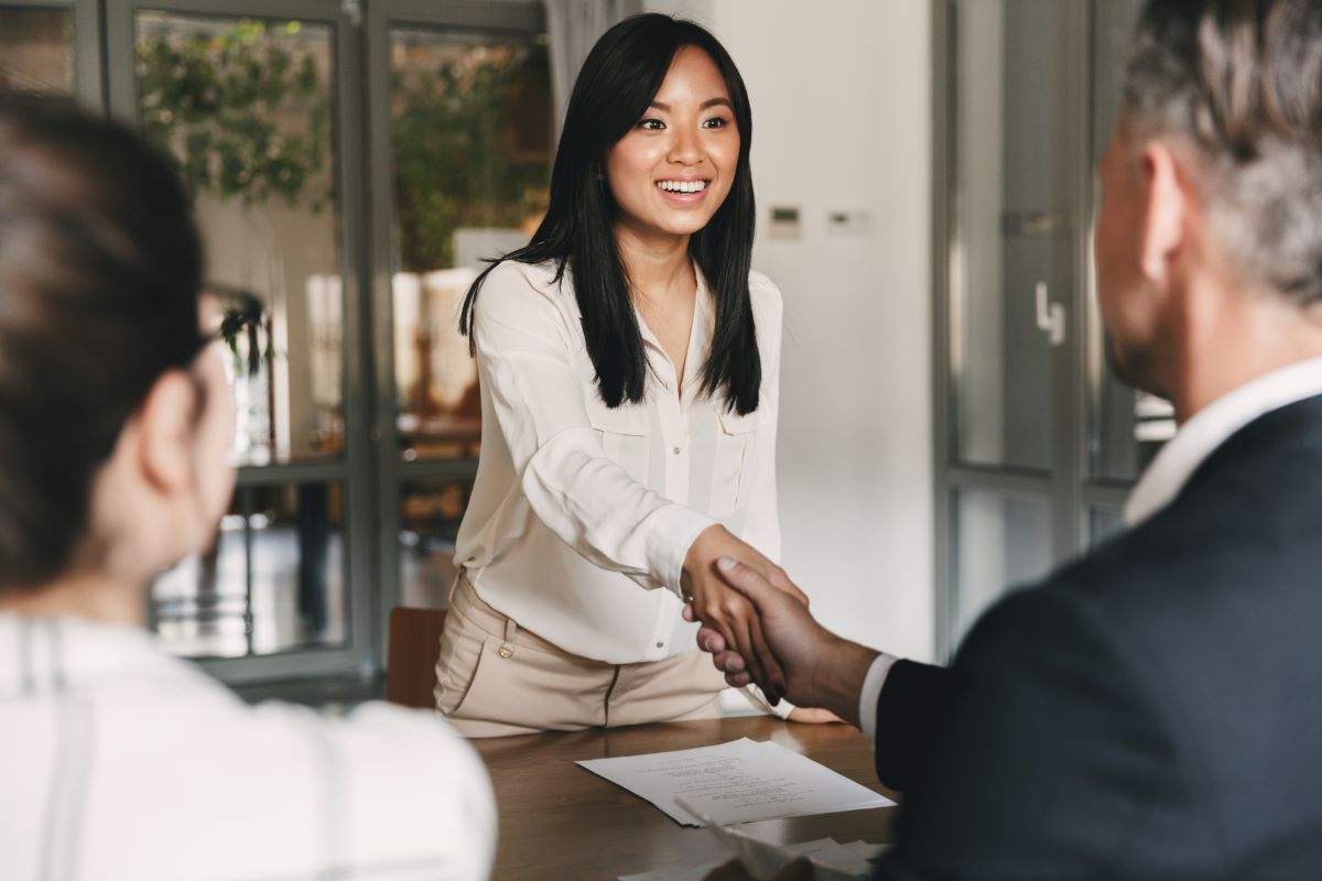 Woman accepting a job offer