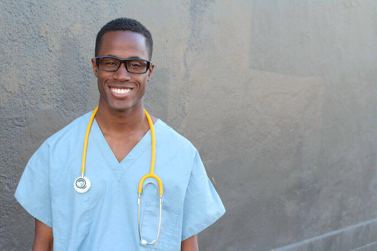 African-American male nurse who is working PRN shift.