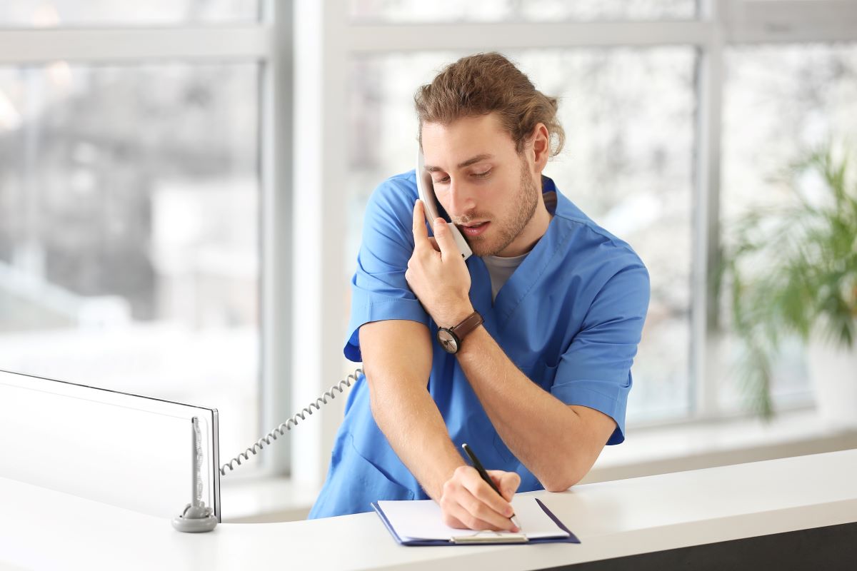 Light duty restrictions for nurses include desk work, as seen in this picture.