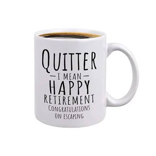 Humorous retirement mug.