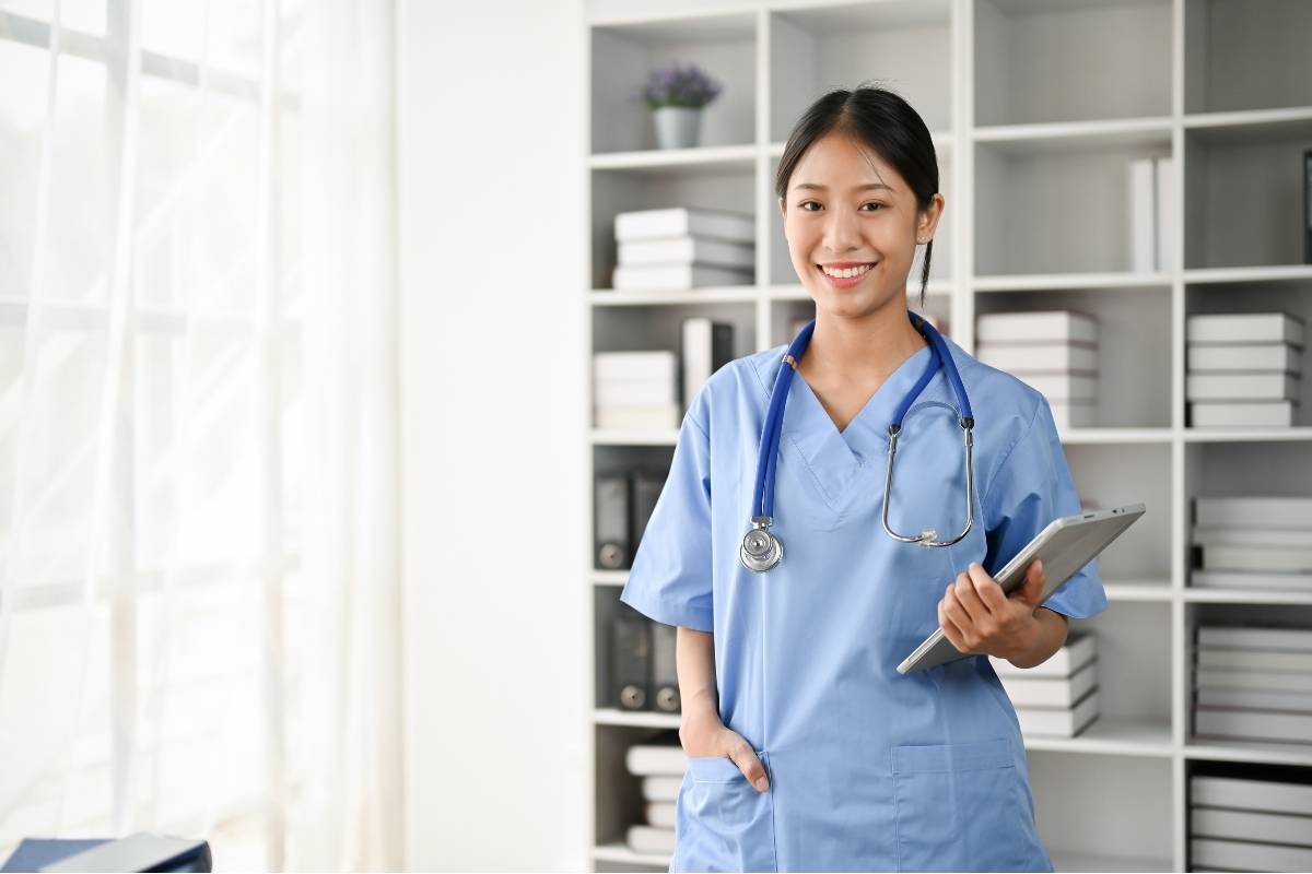 A nurse prepares for her NH nursing license renewal process.