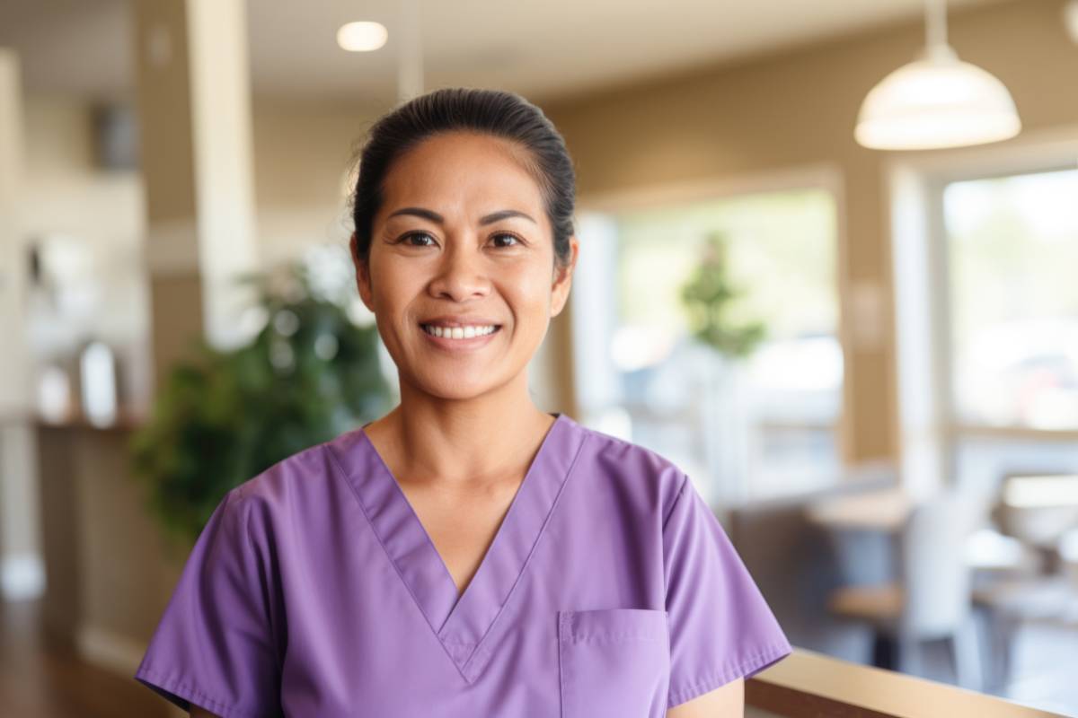 A psychiatric nurse prepares for work.