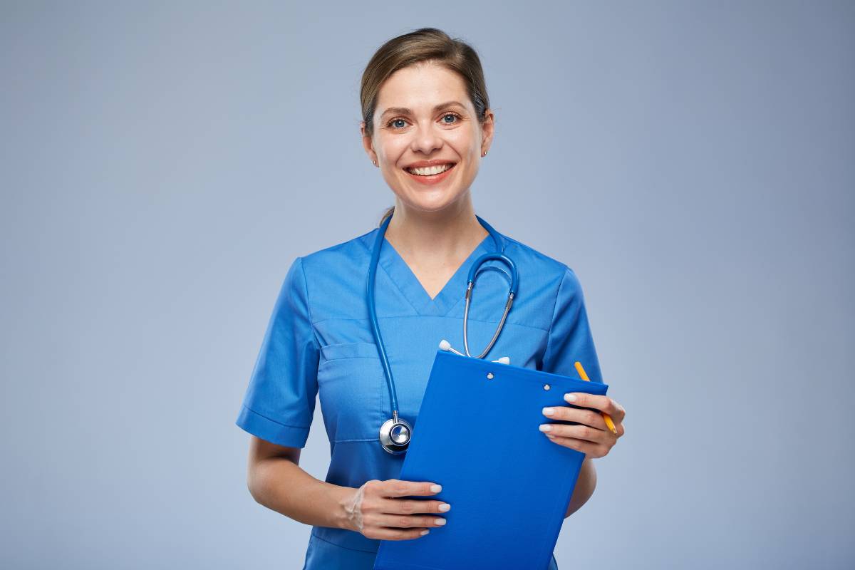 A nurse holds her aesthetic nurse resume as she prepares for an interview.