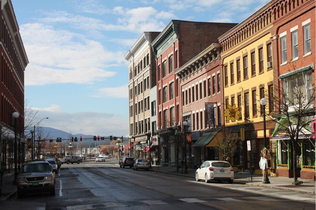 A street in downtown Rutland, VT.