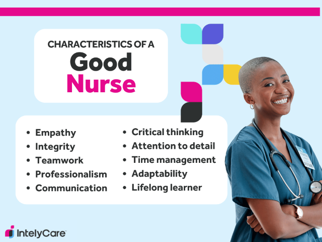 Infographic showing 10 characteristics of a good nurse
