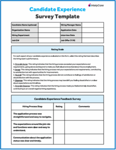 Candidate experience survey template with blue border