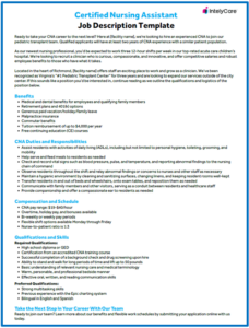 Image of CNA job description template with blue border