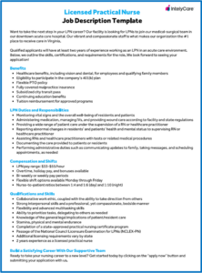 Image of LPN job description template with blue border